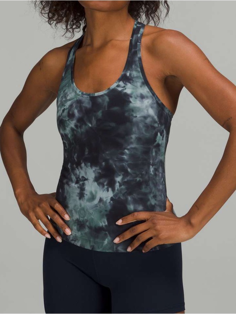 Lululemon Cool Racerback Short Tank Top Diamond Dye Silver Blue Tidewater Teal